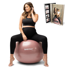 Load image into Gallery viewer, BABYGO Birthing Ball - Pregnancy Yoga Labor &amp; Exercise Ball &amp; Book Set Trimester Targeting-(Rosewood, 65cm)

