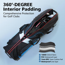 Load image into Gallery viewer, Golf Travel Bags for Airlines with Wheels, Hard Case Top and 1680D Heavy Duty Oxford Protect Golf Clubs, Lightweight and Easy to Maneuver, Black, Red and Blue
