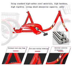 Adult Small Shopping Leisure Bicycle, Trike Bike for Adults with Removable Baskets, Cruiser Bike for Seniors Women Men