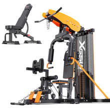 Load image into Gallery viewer, XGSW Multi-Function Home Gym Workout Station, Featuring a Pulley System, arm Trainer- Black-Orange
