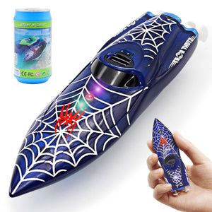 Mini Remote Control Boat RC Boat 2.4Ghz 360 Rotating LED Lights bulit-in Rechargeable Battery Swimming Pool Bathtub Toys Remote Control Boats