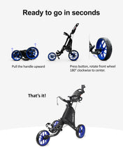 Load image into Gallery viewer, Caddytek CaddyLite EZ V8 3 Wheel Golf Push Cart - Golf Trolley Foldable Collapsible Lightweight Pushcart with Foot Brake - Easy to Open &amp; Close
