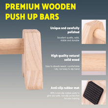 Load image into Gallery viewer, Premium Wooden Push Up Bars,Parallettes Bars for Calisthenics,Push Up Handles,Calisthenics Equipment for outdoor&amp;home,Complete Push-Up Workout Kit,Solid rubber wood
