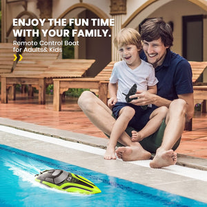 RC Boat with LED Light, 30+ Mins, Self Righting Remote Control Boat for Pools & Lakes, 20+ MPH, 2.4GHz Racing Boats, 2 Battery, Pool Toys