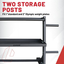 Load image into Gallery viewer, Lifeline Fitness Home Gym 3-Shelf Dumbbell and Kettlebell Storage Rack with Rope and Band Hook - Holds up to 440 LBS
