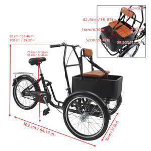 Bruce & Shark Multi-Purpose 3 Wheel Tricycle with Basket, 20 Inches Wheel,Rear Brake,Bearing Weight 330lbs