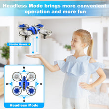 Load image into Gallery viewer, Mini Drone for Adults, Drones &amp; Cars 2 in 1 Toy with One Key Take Off-Landing, Altitude Hold, Headless Mode, 360° flip, Car Mode, 2 Batteries,
