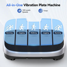Load image into Gallery viewer, HTM Curved Vibration Plate Exercise Machine, Whole Body Shake Plate with 150W Motor &amp; Resistance Band, 330lbs Weight Capacity, 120 Speeds, Low Noise Vibration Board for Weight Loss, Home Fitness
