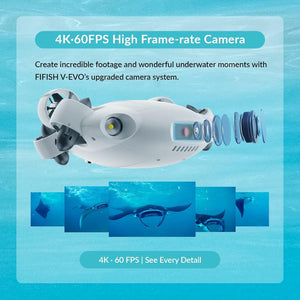 Underwater Drone with Robotic Arm, with Removable SD Card, QYSEA AI Vision Lock 360° Omnidirectional Movement