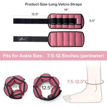 Load image into Gallery viewer, Sportneer Adjustable Ankle Weights Set - 1 Pair (2-10 lbs) Removable Sandbags -Peach Pink
