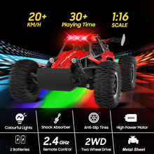 Load image into Gallery viewer, Remote Control Car for Kids 3 4 5 6 7+, 20 KM/H High-Speed RC Cars with LED Lights, 2.4GHz 2WD Monster Truck Toys – Red

