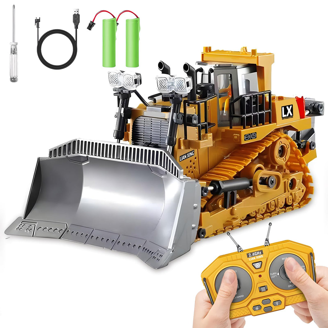 1:20 Scale RC Construction Vehicles - 2.4GHz Remote Control Tractor Toy with LED Lights, Liftable Alloy Bucket