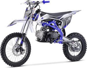 125cc Dirtbike 4 Stroke ‎Gas Powered Dirt Bike DB-X18 Racing 125 Dirtbike Manual Big Size Tires 17/14 inches (Blue)