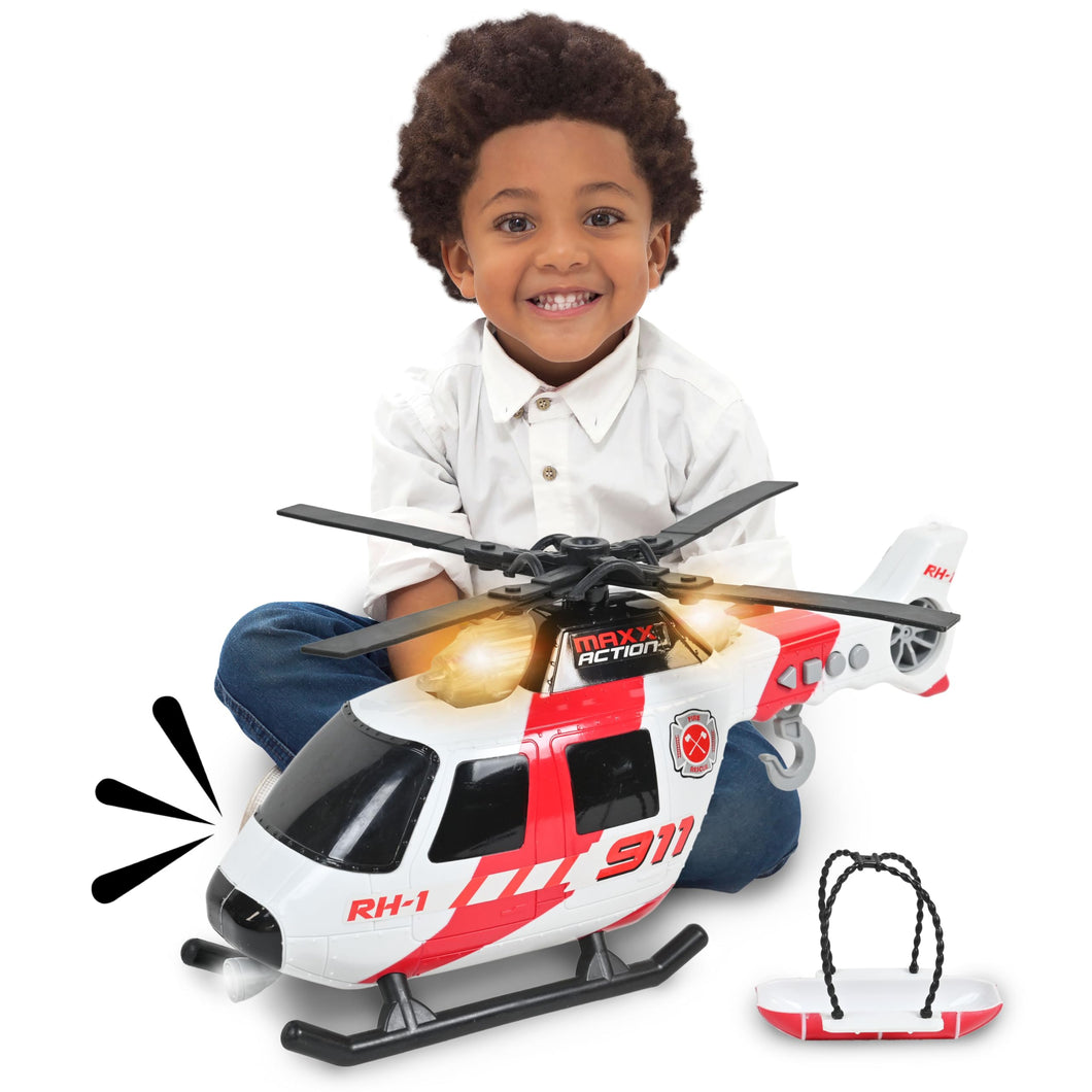 Action Large Helicopter - Lights and Sounds Vehicle with Motorized Turbine and Spinning Rotors