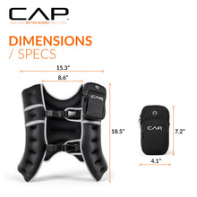 Load image into Gallery viewer, CAP Weighted Vest for Women &amp; Men 30lb – Reflective Fitness Vest for Walking, Running, Cardio, Rucking, &amp; Strength Training, Black
