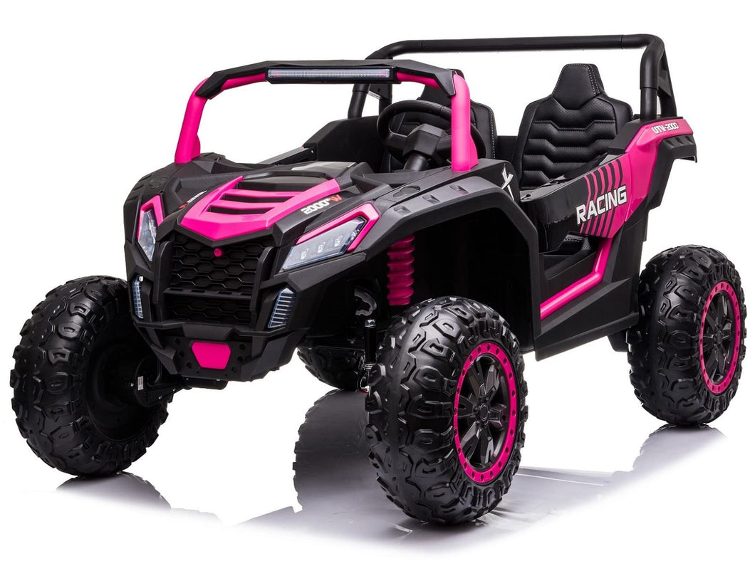24V 4WD 10Ah 2-Seater Kids Ride On UTV XXXL with Parents Remote Control, 4X4 Off-Road Battery Powered Electric Toy Car Side, Pink