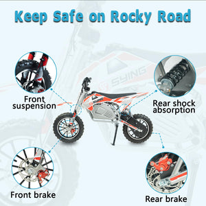 Electric Dirt Bike, 36V 500W Off-Road Electric Motocycle for Kids 8-14 Yrs,15 MPH Peak Speed, Dual Suspension High Torque Motor