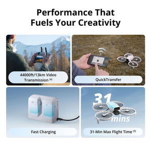 RC 2 Screen Remote Controller, Follow Me Drone With 4K UHD Camera for Adults, Under 249 g, 3-Axis Gimbal Stabilization