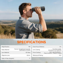 Load image into Gallery viewer, VOTJPYS 10x42 Binoculars, ED Glass Binoculars for Adults High Powered
