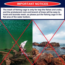 Load image into Gallery viewer, Portable Bait Traps Fishing Nets Foldable - Easy Use Hand Casting Bait Traps Cage Baits Cast Mesh Trap for Fishes, Shrimp, Minnow, Crayfish, Crab, Crawdad
