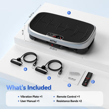 Load image into Gallery viewer, HTM Curved Vibration Plate Exercise Machine, Whole Body Shake Plate with 150W Motor &amp; Resistance Band, 330lbs Weight Capacity, 120 Speeds, Low Noise Vibration Board for Weight Loss, Home Fitness
