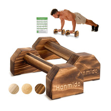 Load image into Gallery viewer, Wooden Parallettes 2 PCS Push Up Stand For Floor Calisthenics Bars Home, Handles Handstand Blocks Beech &amp; Pine Wood Pushup Non-Slip Base Parallel Exercise Equipment For MenTrainers(CARBIDE WOOD)
