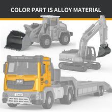 Load image into Gallery viewer, Die-cast Construction Toys Set w/Semi Truck, Excavator, Bulldozer, Alloy Engineering Construction Vehicles Truck Toys w/Lights &amp; Sounds, Model Cars
