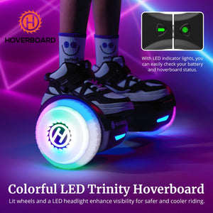 Hoverboard with Music Speaker, 6.5" LED Wheels Lights Self Balancing Scooter, Max 5Miles Range & 6.2mph Powered (Pink)