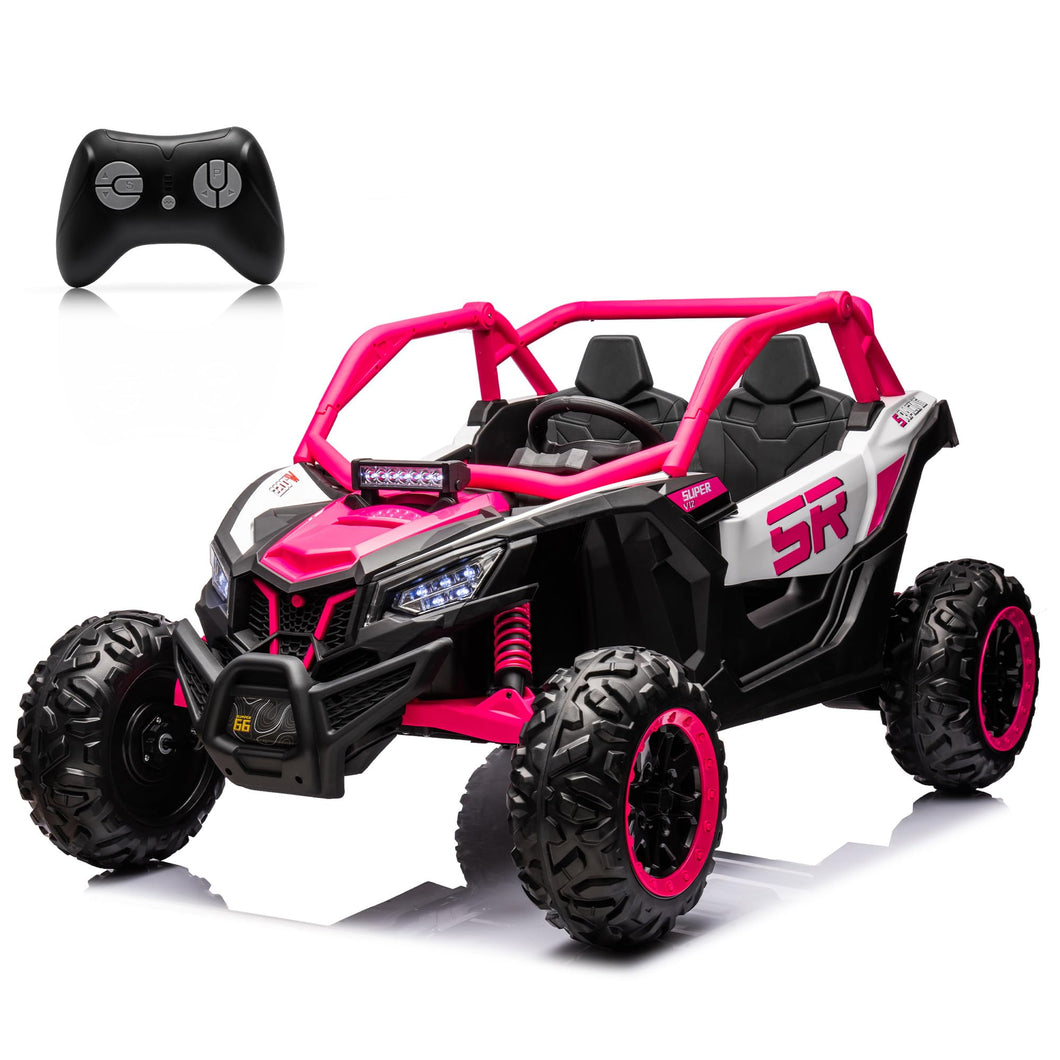 24V 2 Seater Ride on Car, 2x200W, EVA Tires, 4Wheels/2WD, Power Wheels LED Lights, Remote Control, Bluetooth- Pink