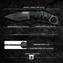 Load image into Gallery viewer, Omesio Fixed Blade Knife Set 420 Stainless Steel Tactical Survival EDC Full Tang Knife for Hunting Hiking Men, ABS Anti-Slip Handle, Ideal for Gifting, Full Black
