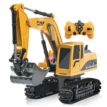 Load image into Gallery viewer, Remote Control Excavator Toy, RC Construction - Metal Shovel Digger Vehicles with Lights Sounds and 680° Rotation Digging Sand
