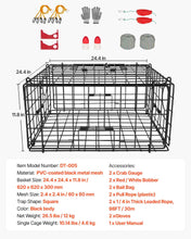 Load image into Gallery viewer, VEVOR Crab Trap, 2 Packs, 24.4x24.4x11.8 inch Heavy Duty Large Crab Pot Trap for Dungeness, Black PVC Coated Wire Mesh for Stealth, with Gauge, Red/White Float, 100ft Leaded Core Rope, and Gloves
