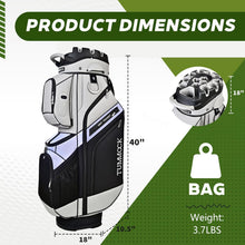 Load image into Gallery viewer, TUMMOCK Golf Cart Bag, 14-Way Top Divider with Multiple Storage Pockets, Handles and Rain Cover, Lightweight &amp; Durable Golf Bag for Men, Cart-Friendly Design (Gray)
