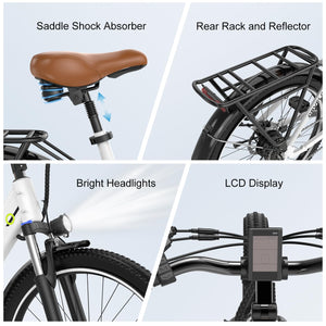 Cybervelo 1000 Peak Electric Bike for Adults,up 80 Miles Removable Battery Ebike, 26" Electric E Bike with 7-Speed