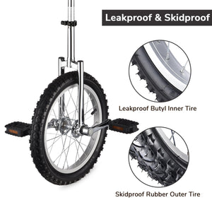 16" Inch Wheel Unicycle Leakproof Butyl Tire Wheel Cycling Outdoor Sports Fitness Exercise Health Silver
