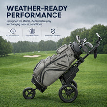 Load image into Gallery viewer, JANUS Pace Golf Push Cart with 360° Rotating Phone Holder, 3-Wheel Foldable Golf Cart with One-Click Folding, Wide EVA Wheels, Foot Brake, Adjustable Handle, Cooler Bag &amp; Scorecard Console
