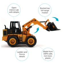 Load image into Gallery viewer, RC Bulldozer 13.5&quot; Full Function 1:24 Scale 2.4Ghz Construction Vehicle Toy Front Loader Tractor Truck Electric Remote Control
