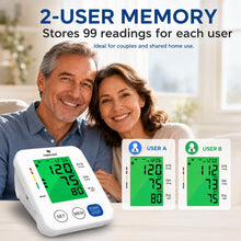 Load image into Gallery viewer, P PANACARE Upper Arm Blood Pressure Monitor for Home Use, Adjustable Cuff (8.7–16.5 inches), Large Backlit Display, White
