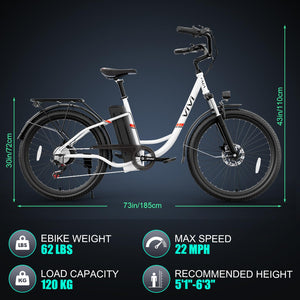 Electric Bike, 26" Electric Cruiser Bike 1000W Peak Ebike 22MPH Electric Bike for Adults, 48V Removable Battery
