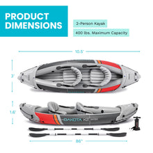 Load image into Gallery viewer, INTEX Dakota K2 Inflatable Kayak 2-Person Portable Set with Paddles &amp; Pump
