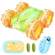 Load image into Gallery viewer, Amphibious Remote Control Car, 4WD RC Stunt Cars Waterproof 360°Rotation Gesture Drift Car (Transparent Green)
