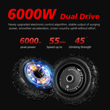 Load image into Gallery viewer, Adult Electric Scooter, 55mph, 6000W Dual Motors, Range Up to 75 Miles, with Dual Hydraulic Brakes, Foldable, 11” Tires
