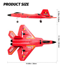 Load image into Gallery viewer, Remote Control Plane F-22 Raptor, 2.4Ghz Rc Airplane with Smart Gyro/LED Lights/3 Rechargeable Batteries, Jet Fighter Toy (Red)
