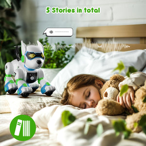 Kids Remote Control Interactive Robotic Pet Smart Programmable Puppy Electric Intelligent Robo with Voice Control RC Music (Green)