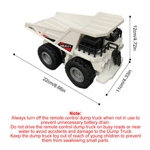 Load image into Gallery viewer, Remote Control Dump Truck, 11CH RC Dump Truck for Boys &amp; Girls, 1:24 Scale RC Construction Vehicle Toy, White

