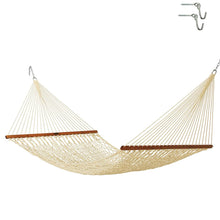 Load image into Gallery viewer, Original Pawleys Island Deluxe Oatmeal DuraCord Rope Hammock – 13 ft. x 60 in., 2-Person, 450 lb Capacity, Oak Spreader Bar, Zinc-Plated Hardware, Handcrafted in the USA
