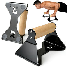 Load image into Gallery viewer, Rocalt Wood Parallettes Push Up Bars, Heavy Duty Steel Calisthenics Equipment, Anti-Slip Push Up Handles for Home Gym Fitness, No Wrist Pain
