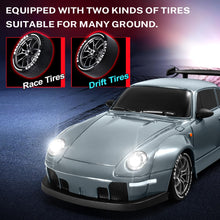 Load image into Gallery viewer, RC Drift Car, 1:24 Remote Control Car for Kids, 20KM/H 4WD High Speed RC Cars with LED Lights, Two Batteries, Extra Drifting Tires
