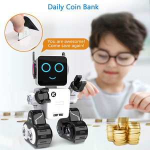Robot Toy for Kids, Remote Control and Intelligent Programming RC Robot, Music, Dancing, Talk, Play with Kids (White)