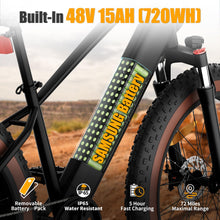 Load image into Gallery viewer, Electric Bike for Adult 1400W Peak, 48V 720WH Removable Battery, 72 Miles 28 MPH, 26&quot; Fat Tire Electric Mountain Bike
